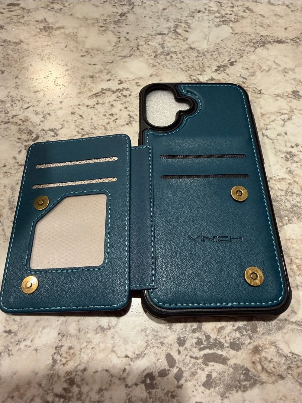 Teal Wallet Folio Phone Case with Card Slots I-Phone 16 Plus